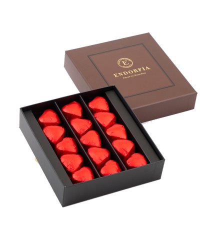Single Modern Fıstıklı Kalp Çikolata Kırmızı-Kahverengi