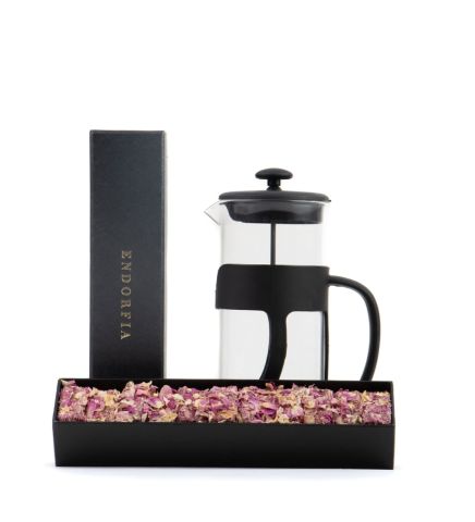 500 Ml French Press ve Single slim Gül Yapraklı Lokum Siyah