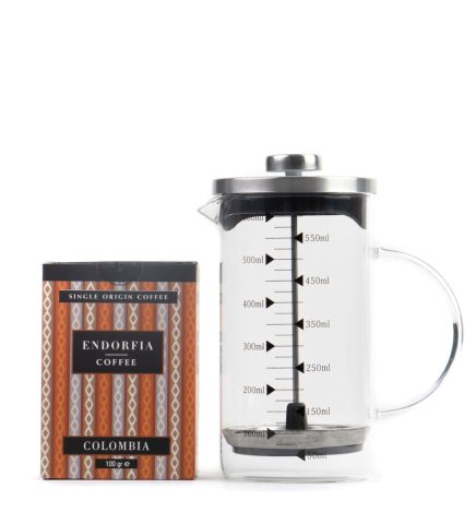Borosilikat 600 Ml French Press ve 100 gr Kolombia Kahve