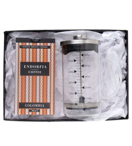 Borosilikat 600 Ml French Press ve 250 gr Kolombia Kahve