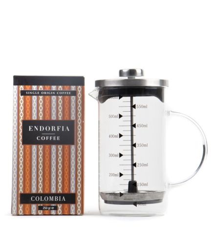 Borosilikat 600 Ml French Press ve 250 gr Kolombia Kahve