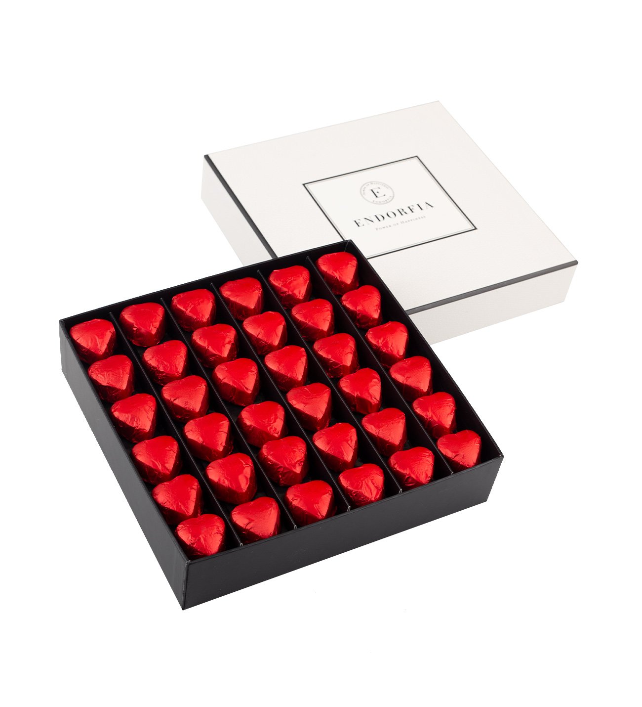 Single Midi Fıstıklı Kalp Çikolata Kırmızı-Beyaz
