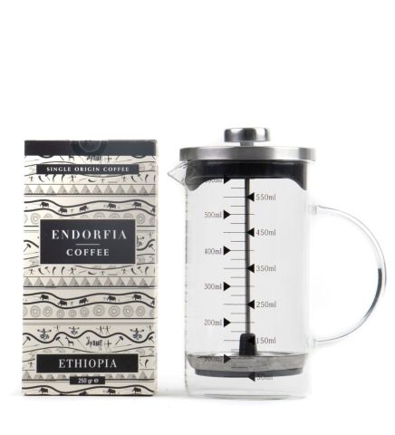 Borosilikat 600 Ml French Press ve 250 gr Etiyopya Kahve