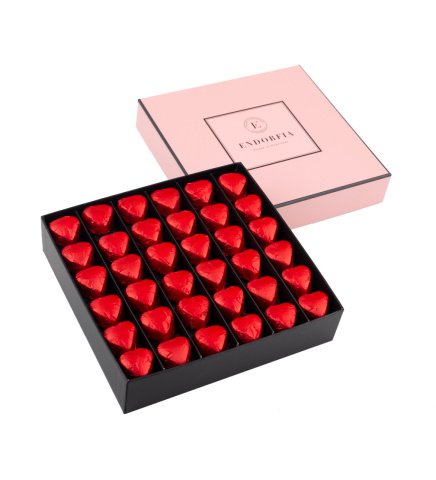Single Midi Fıstıklı Kalp Çikolata Kırmızı-Pembe