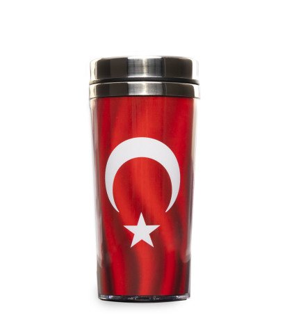 Türk Bayrağı Tasarımlı Termos Endorfia Kahveli Hediye Kutusu