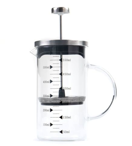 Borosilikat 600 Ml French press ve Single Slim Gül Yapraklı Lokum Siyah