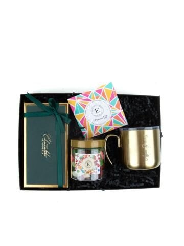 Kişiye Özel Çelik Matara Gold - Yılbaşı Kutusu Madlen Mix Çikolata- Yumuşak Şeker 150 Gr