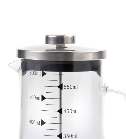 Borosilikat 600 Ml French Press ve  Single Slim Fıstıklı Kalp Çikolata Siyah