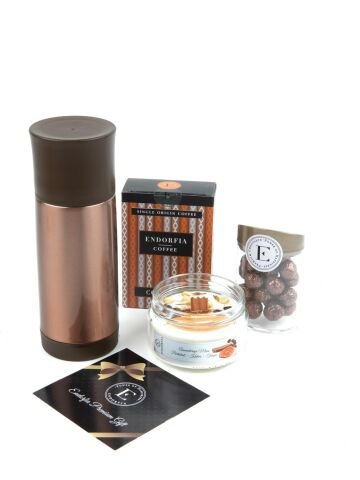 Kişiye Özel Sızdırmaz Termos - Colombiya Yöresel Kahve 100 Gr - Kahve Draje 100 Gr - Aromaterapi Mumu