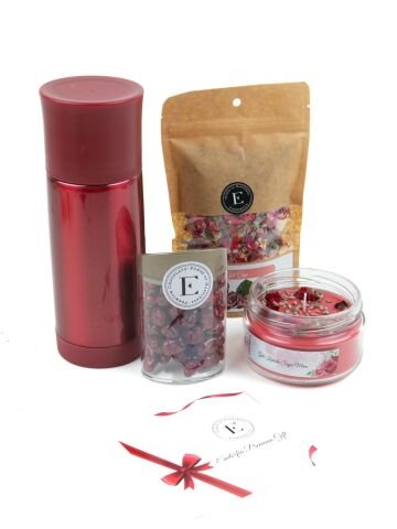 Kişiye Özel Sızdırmaz Termos - Gül Kokulu Soya Mumu - Böğürtlen Draje 100 Gr - Endorfia Gül Çayı