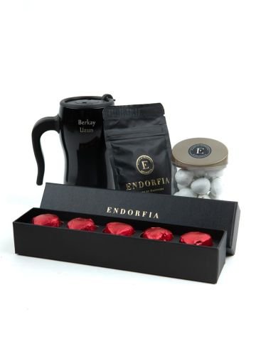 Kişiye Özel Termos Bardak - SingleSlim Fıstıklı Kalp Çikolata - Coco Draje 110 Gr - Premium Filtre Kahve 40 Gr