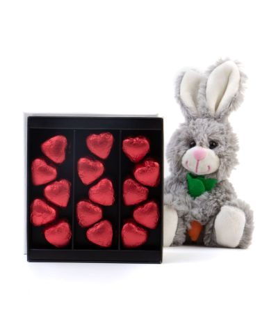 Sevimli Tavşan ve Single Modern Fıstıklı Kalp Çikolata