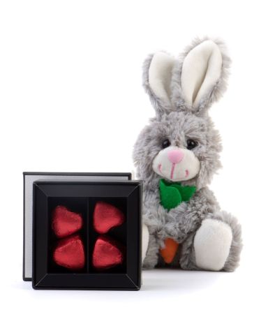 Sevimli Tavşan ve Single Small  Endorfia Fıstıklı Kalp Çikolata