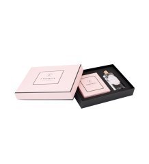 Double Premium Fıstıklı Kalp Çikolata & Kolonya Kırmızı-Pembe Yasemin Kolonyası / Jasmine Eau de Cologne - Şemsiyeli Aşık Tavşanlar