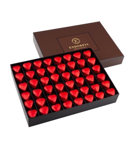 Single Maxi Fıstıklı Kalp Çikolata Kırmızı-Kahverengi