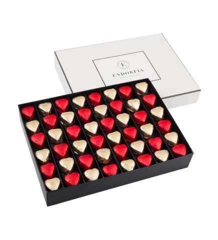 Single Maxi Fıstıklı Kalp Çikolata Kırmızı-Gold-Beyaz