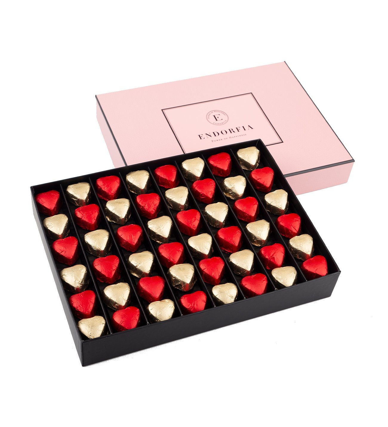Single Maxi Fıstıklı Kalp Çikolata Kırmızı-Gold-Pembe
