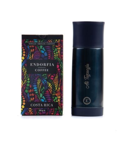 Kişiye Özel Sızdırmaz Termos Lacivert - Kostarika Dünya Kahvesi 250 Gr