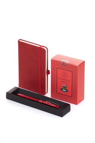 Kişiye Özel Termoderi  Defter-Metal Roller Kalem-Türk kahvesi Kırmızı