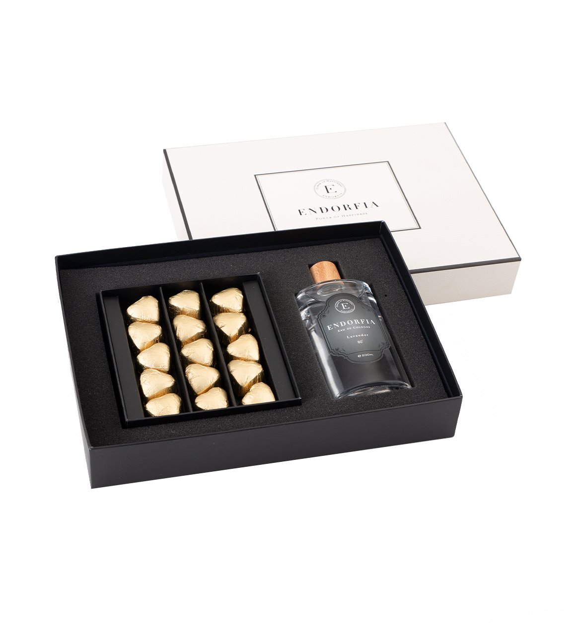 Double Premium Fıstıklı Kalp Çikolata & Kolonya Gold-Beyaz
