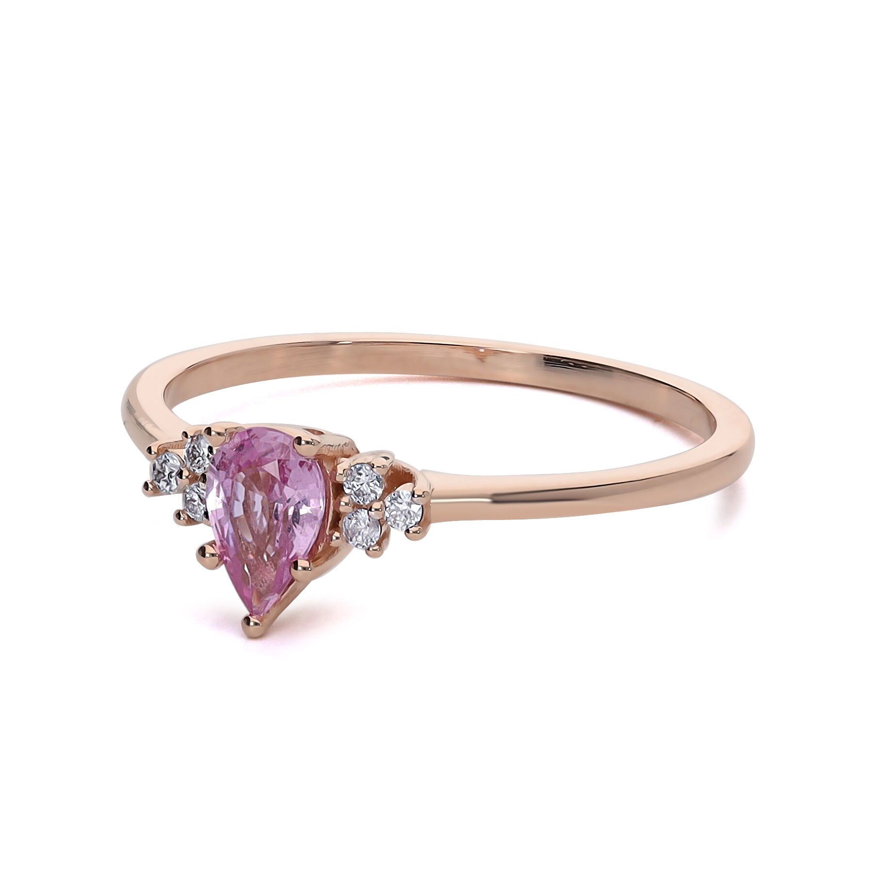 Vintage Pırlantalı Pembe Safir Yüzük