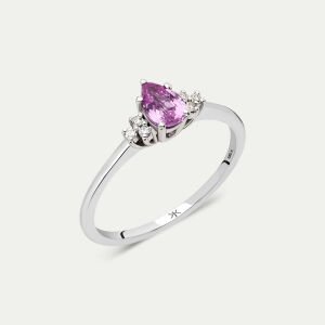 Pırlantalı Pembe Safir Yüzük