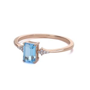 Pırlantalı Blue Topaz Yüzük