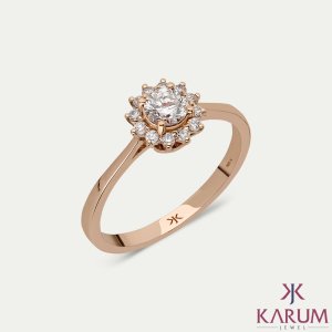 0.42 Karat Pırlanta Tektaş Yüzük KIRMIZI
