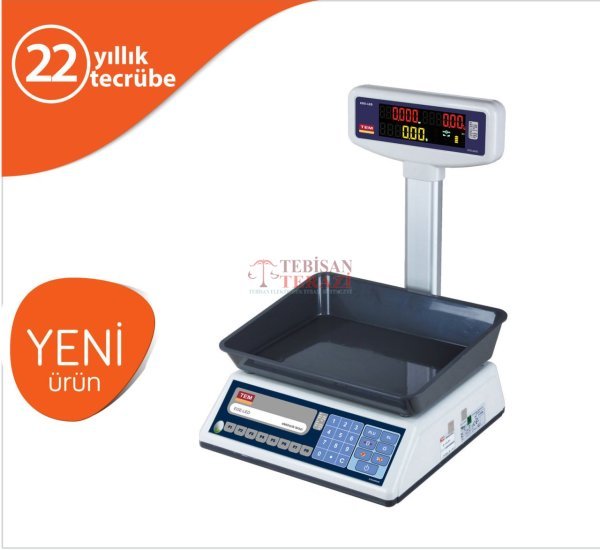 EGE LED V2 T BOYUN 30 KG X 5 / 10 GR FİYAT HESAPLAMALI TERAZİ