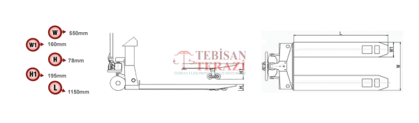 TEB 2000 KG X 1 GR YAZICILI TARTIM TRANSPALET BASKÜLÜ