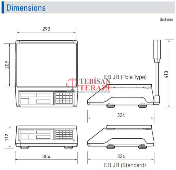 ER-JR 30 KG X 5 / 10 GR FİYAT HESAPLAMALI TERAZİ