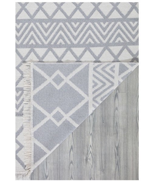 Duo Beyaz Gri Çift Taraflı Yıkanabilir Dokuma Kilim 22995A 80 x 300 Cm