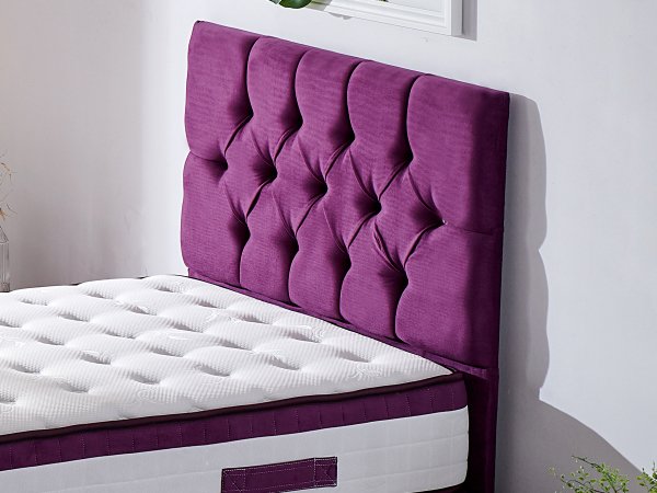 Violet Yatak Seti 90X200Cm Tek Kişilik Yatak Baza Başlık Takımı Orta Sert Yatak Mor Baza Ve Başlığı