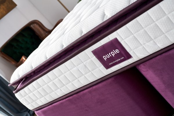 Purple Yatak Seti 90X190Cm Tek Kişilik Yatak Baza Başlık Takımı Orta Sert Yatak Mor Baza Ve Başlığı