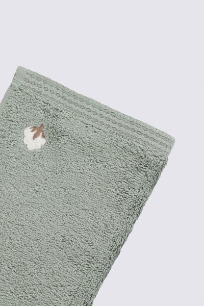 Pure Cotton 2'Li El Havlusu Seti %100 Organik Pamuk Kelebek Bordürlü Nakışlı Yeşil 30X50 Cm