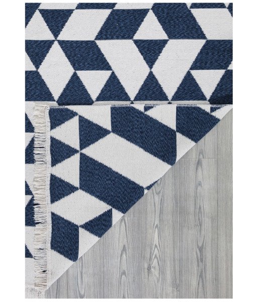 Duo Beyaz Mavi Çift Taraflı Yıkanabilir Dokuma Kilim 22992A 60 x 100 Cm