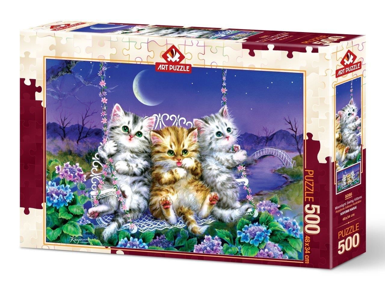 Art Puzzle Ayışığında Sallanan Kedicikler 500 Parça Puzzle