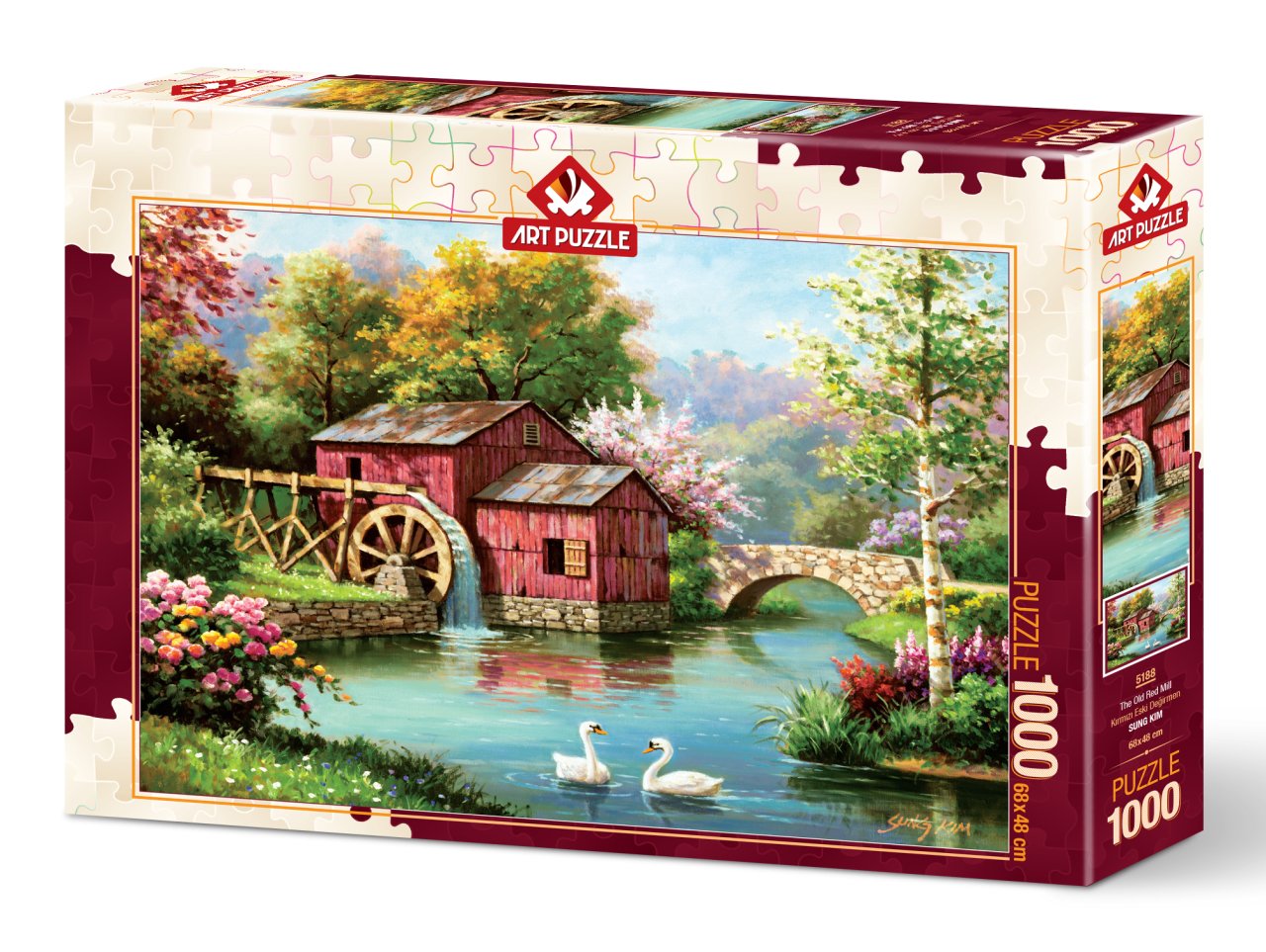 Art Puzzle Red Old Mill 1000 Piece Puzzle