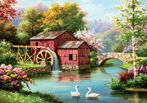 Art Puzzle Red Old Mill 1000 Piece Puzzle