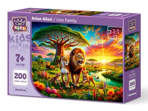 Art Çocuk Aslan Ailesi 200 Parça Puzzle