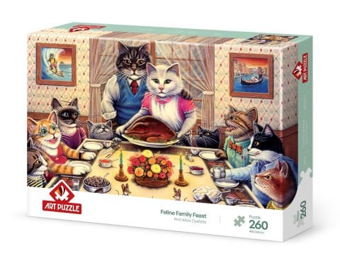 Art Puzzle Kedi Ailesi Ziyafette 260 Parça Puzzle