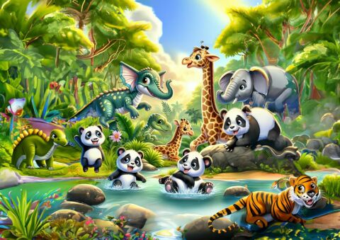 Art Çocuk Pandaların Banyo Keyfi 50 Parça Puzzle