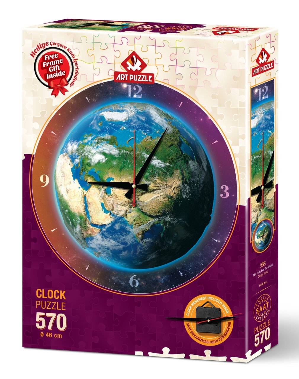 Art Puzzle World Clock 570 Pieces Clock Puzzle