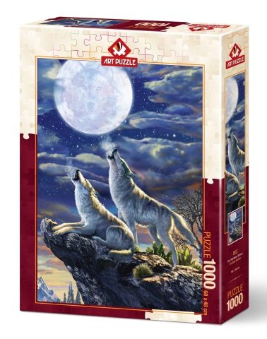 Art Puzzle Full Moon Wolves 1000 Piece Puzzle