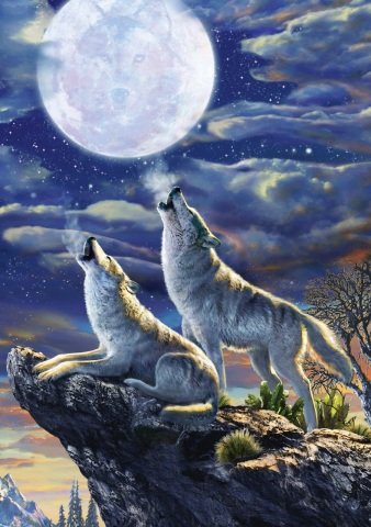 Art Puzzle Full Moon Wolves 1000 Piece Puzzle