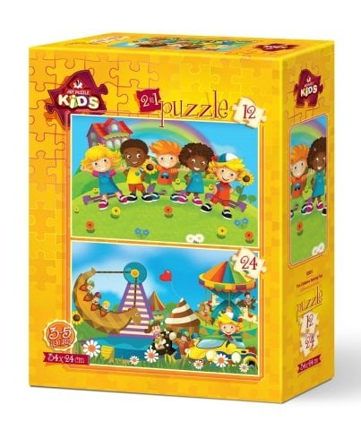 Art Çocuk Puzzle Eğlenen Çocuklar 12 + 24 Parça