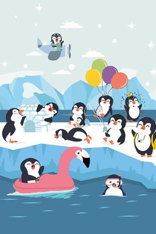 Art Kids Cute Penguins 25 Piece Wooden Puzzle