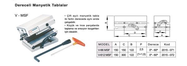 Çift Dereceli Manyetik Tabla Kollu  V66 MSF