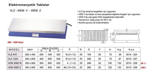 200X400 Elektromanyetik Tabla VLZ 816