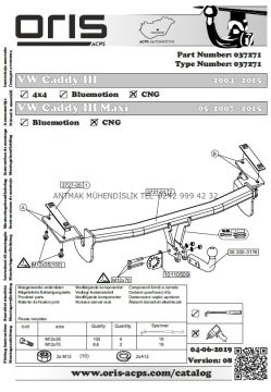 VOLKSWAGEN CADDY 2004-2015 MODEL YILLARI ARASI ORİS ÇEKİ DEMİRİ